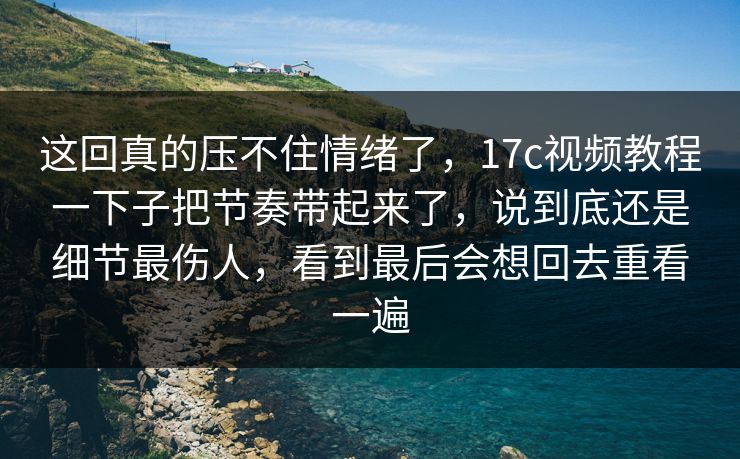 这回真的压不住情绪了，<strong>17C</strong>视频教程一下子把节奏带起来了，说到底还是细节最伤人，看到最后会想回去重看一遍