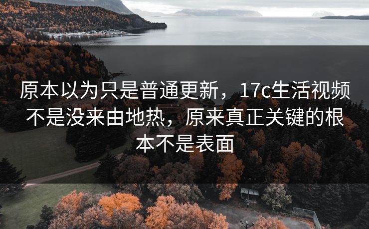 原本以为只是普通更新，<strong>17C</strong>生活视频不是没来由地热，原来真正关键的根本不是表面