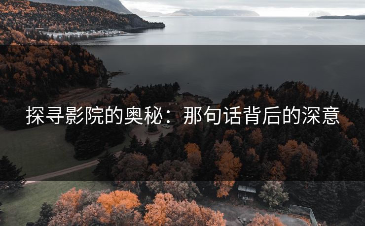 探寻影院的奥秘：那句话背后的深意
