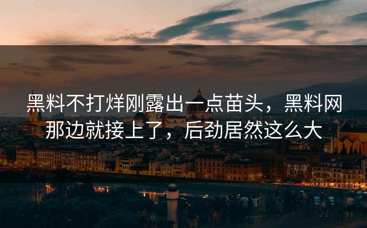 黑料不打烊刚露出一点苗头,黑料网那边就接上了,后劲居然这么大 黑料不打烊刚露出一点苗头,黑料网那边就接上了,后劲居然这么大